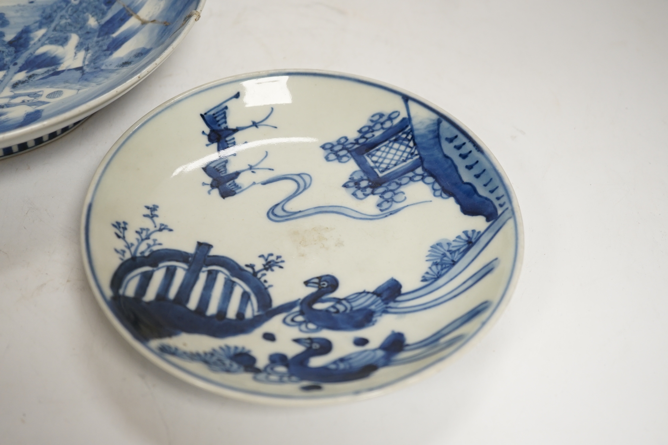 Two Japanese blue and white plates, largest 22cm in diameter